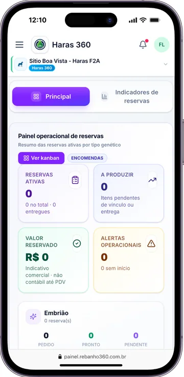 Indicadores de reservas no celular